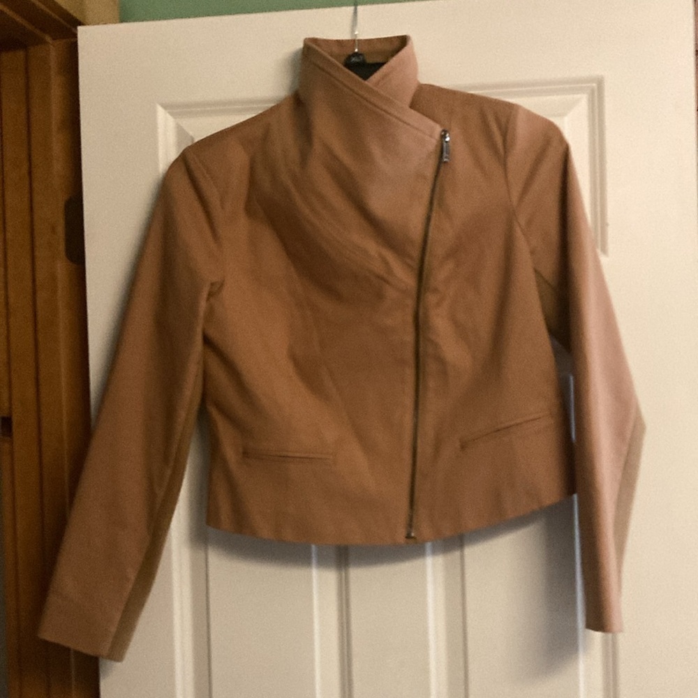 G by Giuliana Rancic crop jacket womens medium tan cotton blend lined - Picture 2 of 11